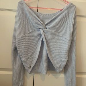 NWOT baby blue twist reversible knit sweater